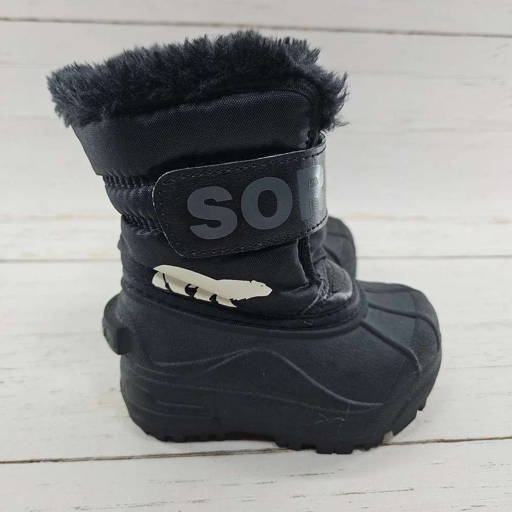 Sorel Snow Commander Boots Toddler Size 5 Black Insulated Winter Ski Waterproof